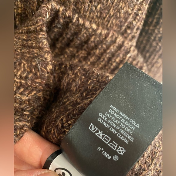 NWT Men’s Double RL - Suede Trim Marled Shawl Cardigan in Brown Tan Mark, Size M - Picture 11 of 12